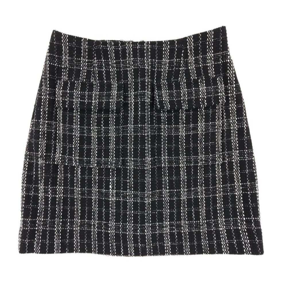 NEW Reformation Wool Janis Skirt Black Tweed Plaid Old Money Academia 90s Preppy